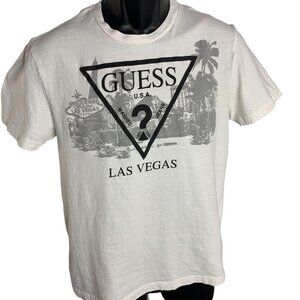 Women's Guess Jeans Las Vegas Shirt M White Juniors Short Sleeve Crewneck